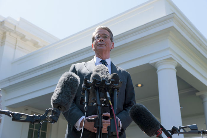 Treasury Secretary Scott Bessent addressing reporters at the White House.
